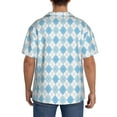 thumbnail image 3 of Balery Blue and White Squares Camisa Casual de Manga Corta con Botones para Hombre, Texturizada, Estilo Cubano, para Playa, Verano-3X-Large, 3 of 5