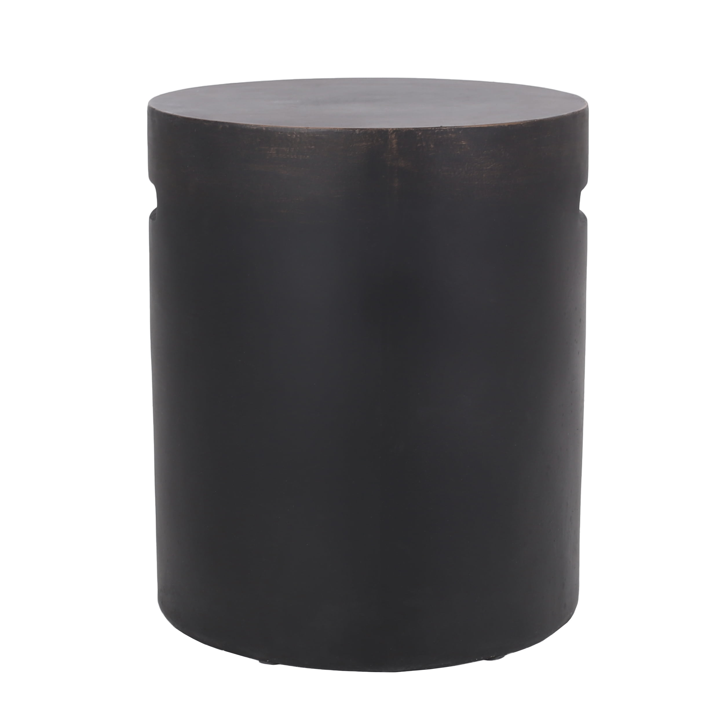 Mintazer Lightweight Accent Table with Concrete Finish, Round Side Table with Handle for Indoor, Outdoor, Copper
