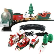 Blue Block Factory Deluxe Chrismtas Train Set Battery Powered Railway Building Play Set with Santa Clause and Snowman