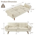 thumbnail image 2 of MIKIBAMA 75" Beige 3 Seat Linen Convertible Futon Sofa Bed Tufted Design Adjustable Backrests With Solid Wood Legs for Small Spaces, 2 of 7