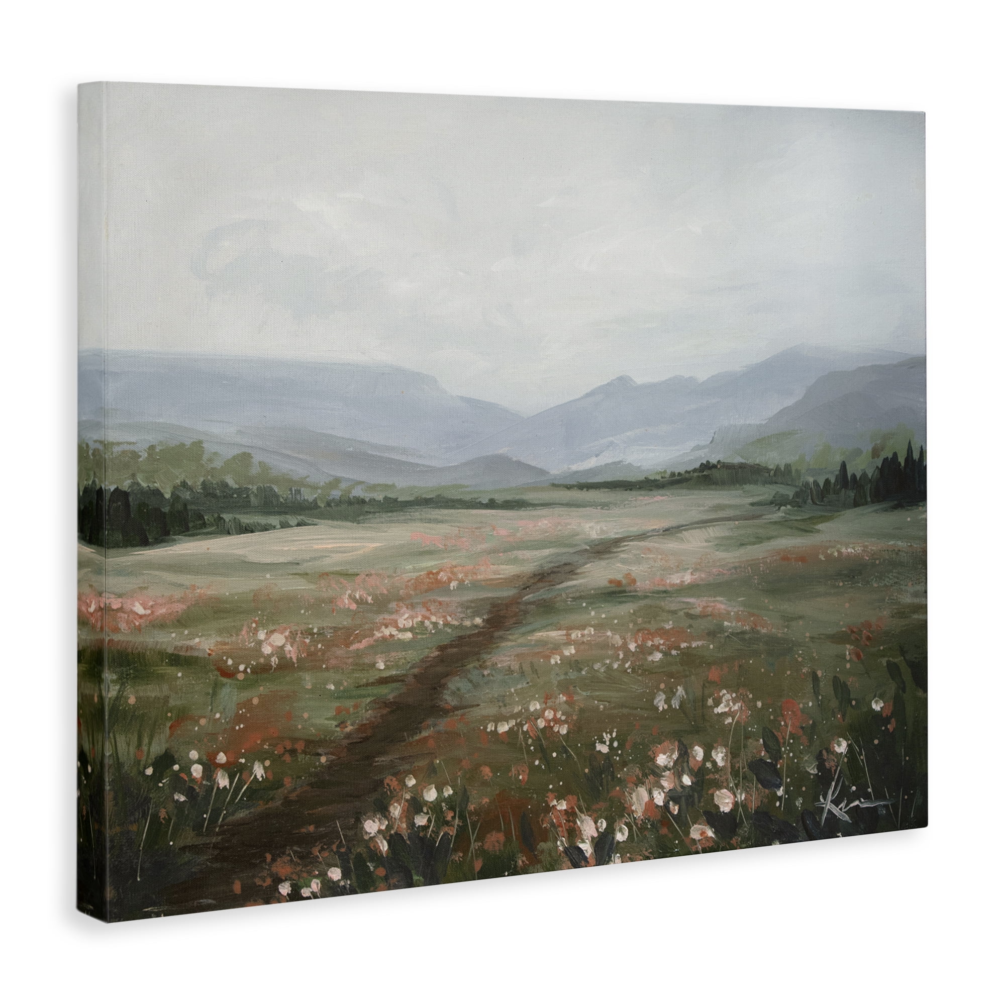Stupell Industries Path Through Rolling Meadow Landscape & Nature Painting Wrapped Canvas Art Print Wall Art, 30 x 24