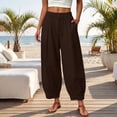 thumbnail image 2 of Cmfcve Barrel Pants for Women Summer Casual High Waisted Balloon Pants Boho Baggy Beach Wide Leg Pants, 2 of 6