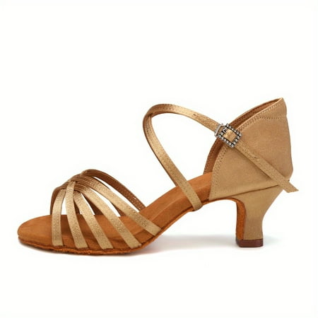 

2 Inch Medium Heel Shoes Women s Latin Dance Satin Professional Ballroom Salsa Practice Shoes Suede Sole