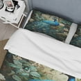 thumbnail image 4 of Designart "Blue Peacock Monochrome" Animals Bedding Covert Set - Peacock Teal Children's Art Bed Set With 2 Shams, 4 of 6