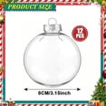 thumbnail image 3 of NOGIS 12 Pcs 3.15 Inch Christmas Fillable Ornaments Ball Clear Christmas Ornaments Filling Christmas Balls Plastic Christmas Ball Ornaments DIY Craft Clear Ball for Home Party Tree Decor（Round）, 3 of 7