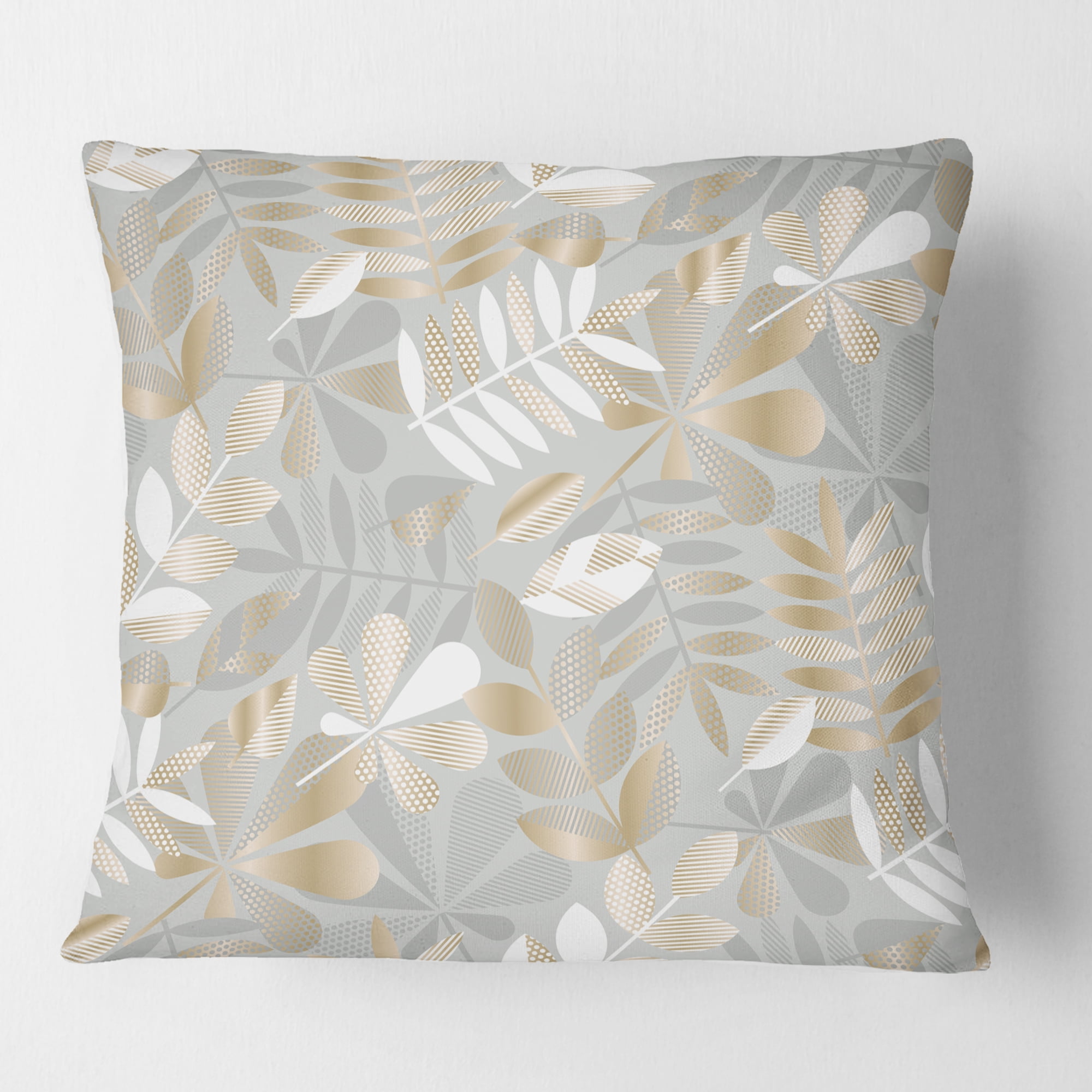 Designart Golden Tropical Pattern VIII' Mid-Century Modern Throw Pillow - 18x18