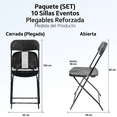 thumbnail image 4 of Kit 10 Sillas Plegables Reforzadas Plastico Calibre .18 para Eventos Exterior Jardin Fiestas Facil de Guardar Marthing Plegable Eventos, 4 of 4