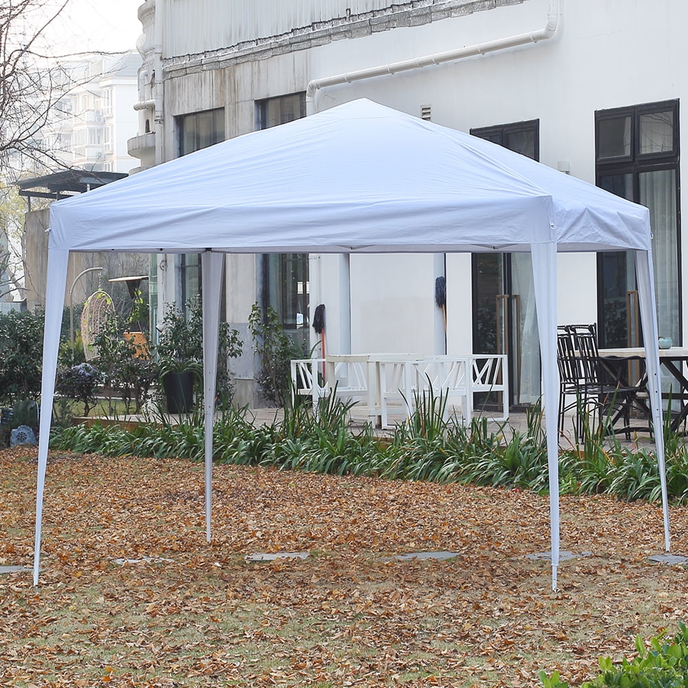 10 x 10 ft Pop-Up Canopy Tent Gazebo for Beach Tailgating Party White 