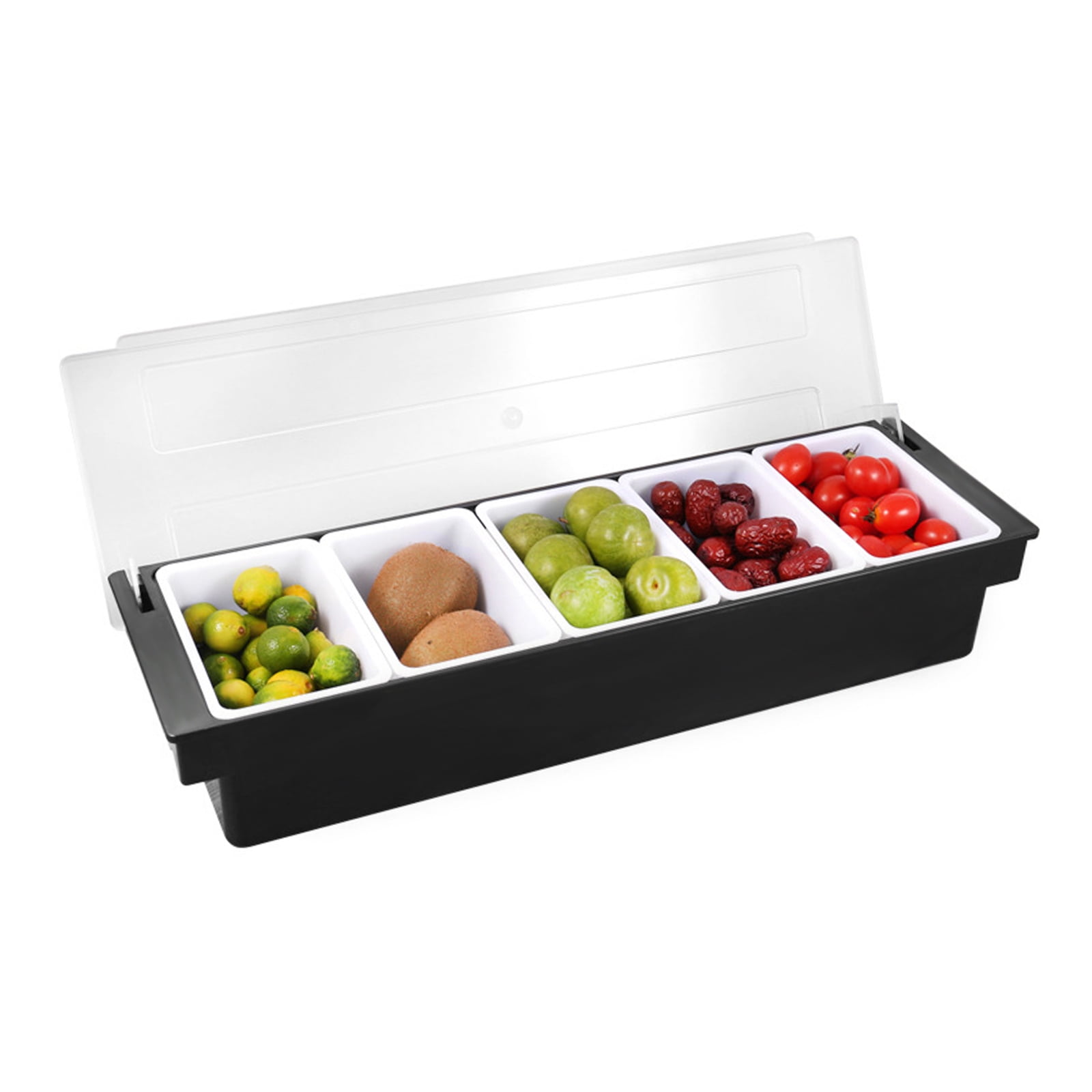 Condiment Dispenser Quart Compartment Chilled Server Bar Fruit Caddy Food Tray 4 