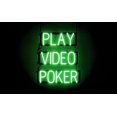 thumbnail image 1 of SpellBrite PLAY VIDEO POKER LED Sign for Business. 20.1" x 23.8" Green PLAY VIDEO POKER Sign Has Neon Sign Look With Energy Efficient LED Light Source. Visible from 500+ Feet, 8 Animation Settings., 1 of 4