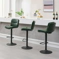 thumbnail image 4 of FIRAVOE Swivel Bar Stools Set of 3, Double-Layer Upholstered Swivel Bar Stools (Adjustable Height 24"-32"), PU Leather Modern Barstools with Back for Kitchen Island, Green, 4 of 8
