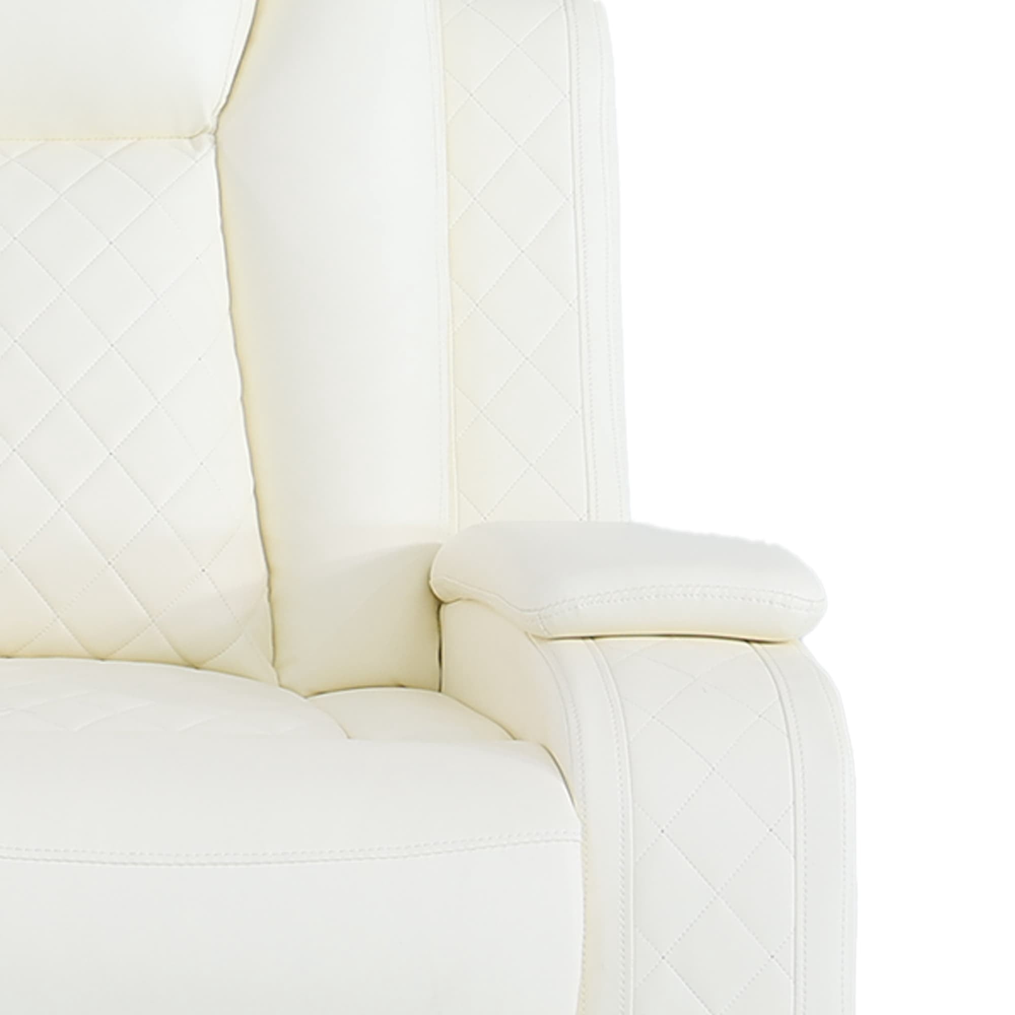 MAYEERTY Power Recliner Chair, Electric Leather Reclining Chair with USB Charging, Storage Armrest & Adjustable Backrest for Living Room, White