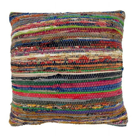 Saro Lifestyle Multi-Colored Chindi Throw Pillow Cover