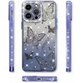 thumbnail image 4 of Magnetic for iPhone 14 Pro Max Case 6.7", Cute Butterfly Pattern, Glitter Bling Diamond Edge Sparkly Cover Screen Protector Gradient Phone Case Camera Protection for Girls Women -Purple, 4 of 11