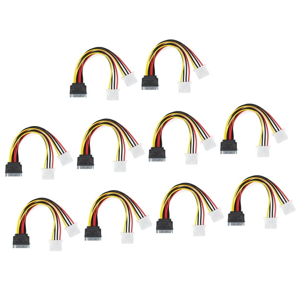 Ide Cable Computer Wiring 10Pcs Power Cord 15Pin Male To Double 4Pin Female Connection Line For