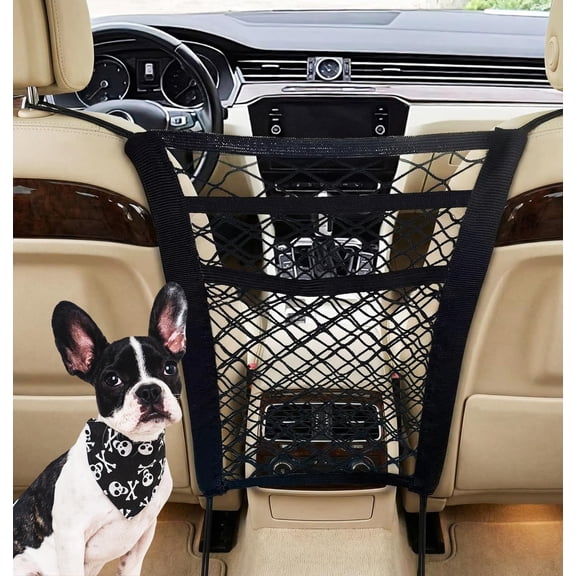Philowng Dog Barrier for SUV and Trucks, Mesh Car Pet Divider and Backseat Safety Net, Universal Fit Seat Storage Organizer for Kids and Pets, Black