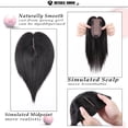 thumbnail image 4 of MY-LADY Woman 100% Remy Real Topper Human Hair Hair Extensions Natural Daily Hair Wigs Straight Hair Piece #1B Natural Black 6inch, 4 of 8