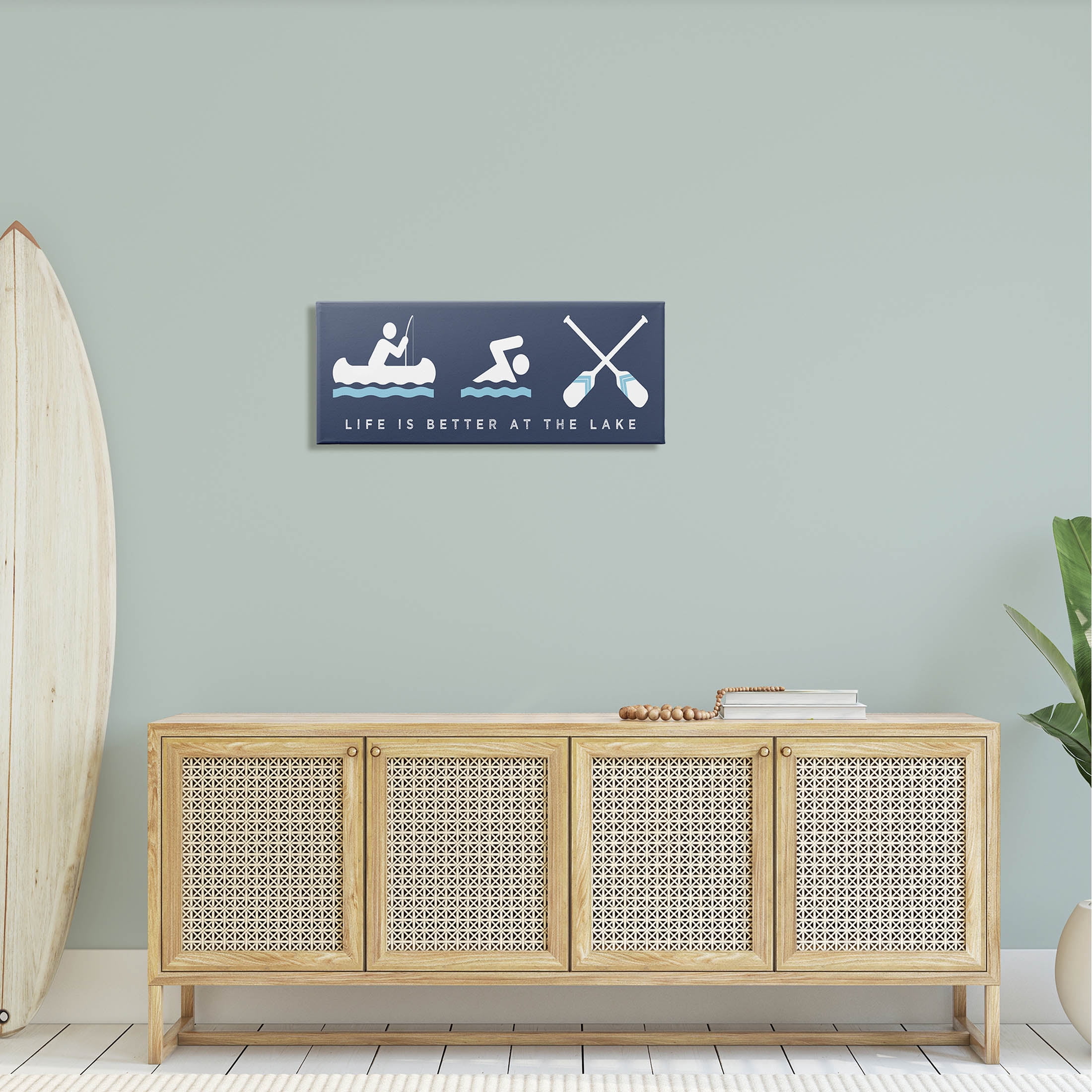 Life Better At Lake Water Fun Typography Graphic Art Gallery Wrapped Canvas Print Wall Art