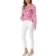 thumbnail image 3 of INSPIRE CHIC Women's Valentine's Day Ruffle Neck Long Sleeve Blouse Shirts XS Light Pink-Dots, 3 of 7
