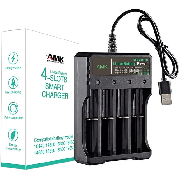 18650 Battery Charger, Smart Universal Rechargeable Batteries Charger LiFePO4 IMR 10440 14500 16340 RCR123A (Battery not Inbox)