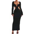 thumbnail image 2 of Vestido transparente de punto para mujer, vestido elegante y ajustado, vestido de fiesta de noche elegante, 2 of 6