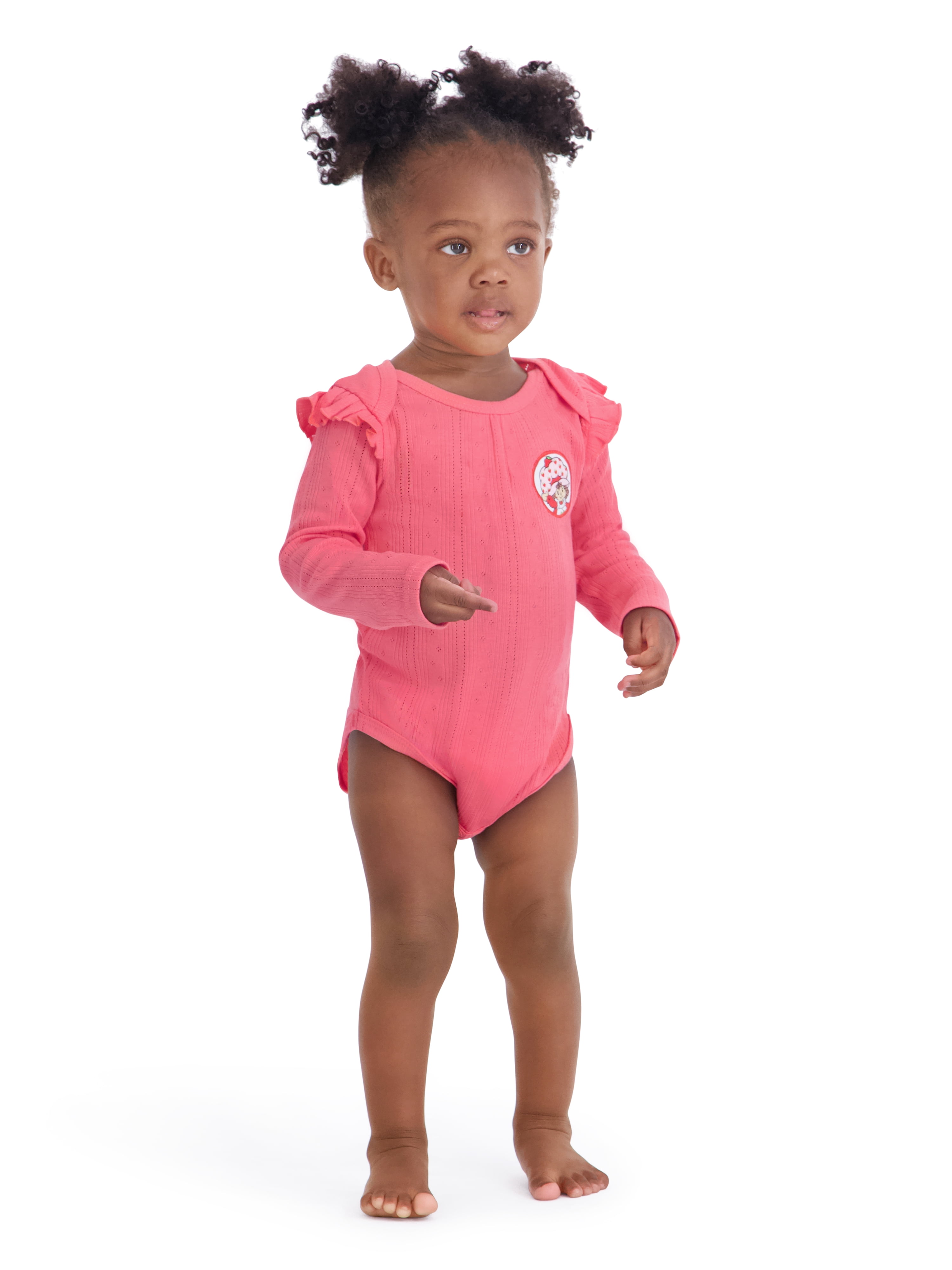 Strawberry Shortcake Baby Girls 3 Pack Long Sleeve Bodysuit, Size 0-24 Months