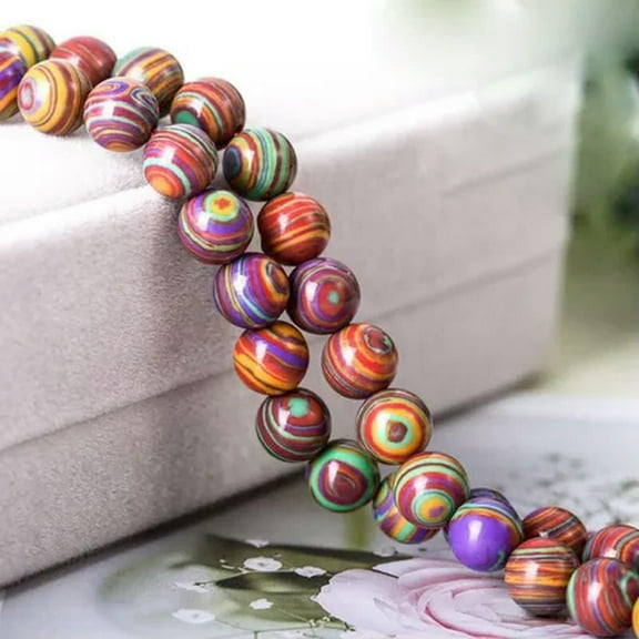 HOOUN 4mm 6mm 8mm 10mm 12mm Colorful Malachite Stone Beads Lot for Jewelry Making DIY-Red-4MM