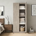 thumbnail image 3 of Gianna 71 inch Wooden Storage Cabinet, Freestanding Cupboard, 4-Tier Home Organizer for Kitchen, Living Room, Bedroom，Gray, 3 of 7
