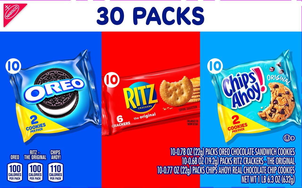 Nabisco Cookies & Cracker Variety Pack, OREO, RITZ & CHIPS AHOY!, 30 Snack Packs