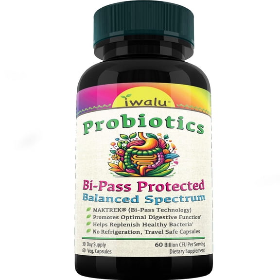 iwalu Probiotics 60 Billion CFU | Women's pH Balance, Odor Control, Flora Health | Delayed Release MAKTREK Bipass Protected Digestive Support | Gut GI Health - 60 Capsules | NSF Certified & USA Made