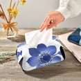thumbnail image 5 of Blue Ink Flower and Leaf Tissue Box Cover Leather Square Rectangle Tissue Box Holder for Bathroom Living Room Desk Office Decor, 5 of 7