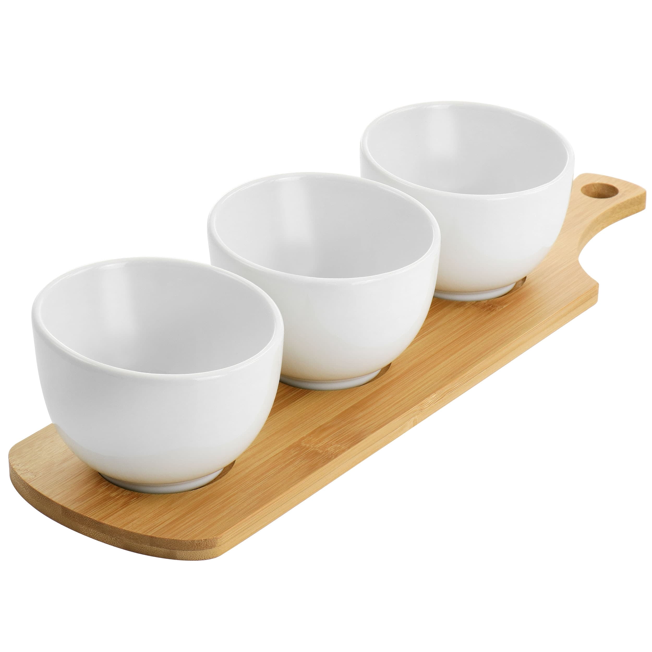 Gibson Elite 134045.04 Gracious Dining Fine Ceramic Tidbit Bowl Set with Base, White - 4 Piece