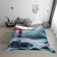 thumbnail image 7 of Vsdgher Lighthouse in a Stormy Sea Pattern Fleece Throw Blanket, Horizontal Fleece Bedding Home Decor for Couch & Bed All Season Use -50"x40", 7 of 7