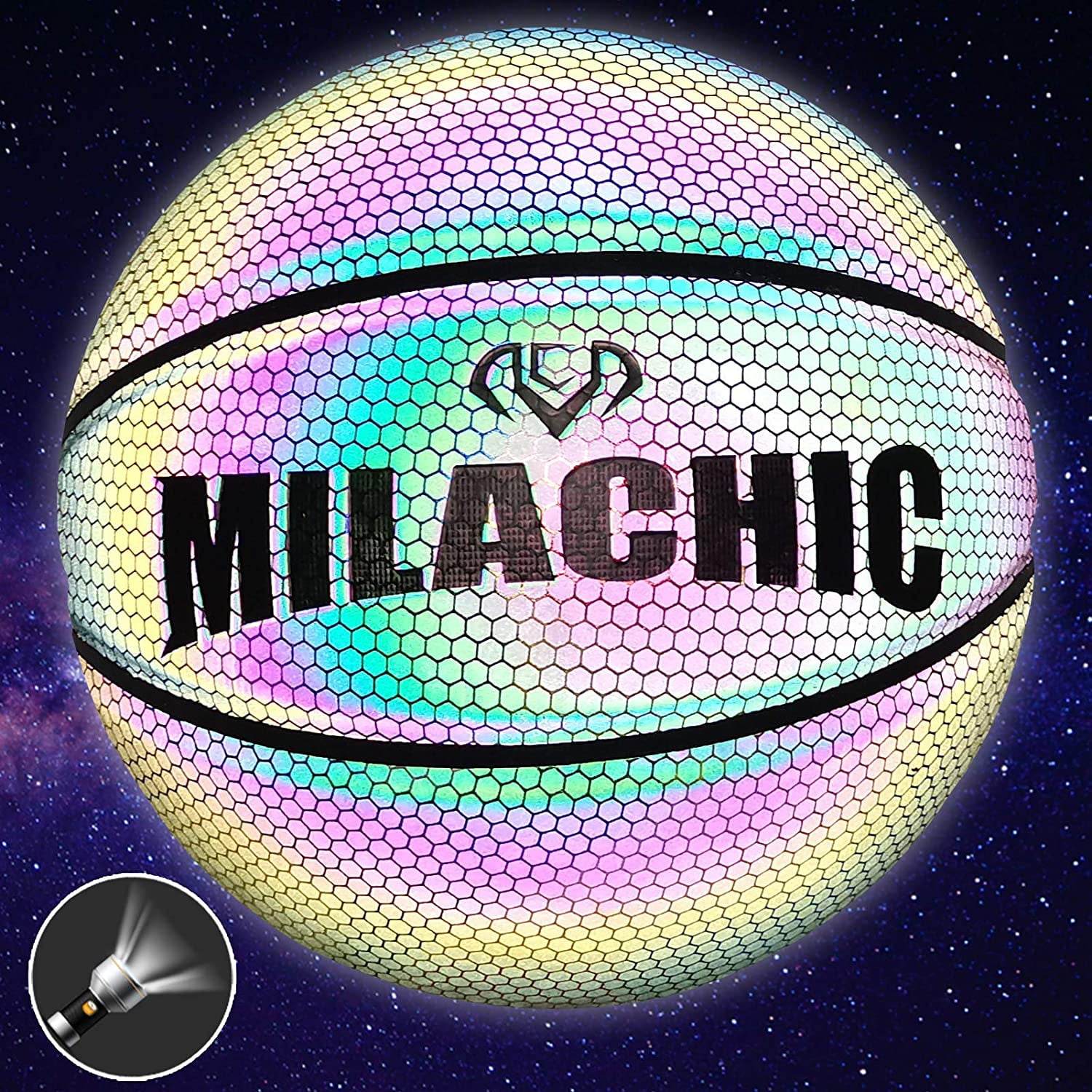 KPASON Customized Basketball, Custom Name or Photos on Basketball, Personalized Holographic Basketball Indoor Outdoor Official Size 7/29.5", Special Basketball Gifts for Boys, Girls, Men, Women