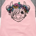 thumbnail image 3 of Instant Message - Highland Cow Flower Crown - Toddler And Youth Girls Raglan Graphic T-Shirt, 3 of 6