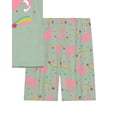 thumbnail image 7 of QEFJNO 3-9Y Toddler Girls 2-Piece Viscose Pajamas Set Rib Knit Tee and Shorts Kids Sleepwear Unicorn Summer Pjs Set, 7 of 7