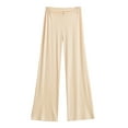 thumbnail image 4 of OSOLU Women's Pants High Waist Wide Leg Solid Color Soft Stretch Comfortable Yoga Pants with Zipper Flowy Everyday Wear Casual Classic Trousers, 4 of 4