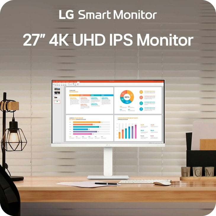 LGスマートモニター　27U730SA-W 4k IPS液晶　チューナーレス LG 27-Inch Smart 4K UHD (3840 x 2160) IPS Computer Monitor