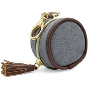Itzy Ritzy Pacifier Case with Clip & Pacifier Charm Pod Includes Clasp to Easily Attach to a Diaper Bag or Purse; Measures 2.5" in Diameter and Holds 2 Pacifiers, Handsome Heather Gray