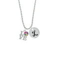 thumbnail image 2 of Delight Jewelry Silvertone Love with Multicolored Peace Sign Silvertone Script Initial Disc - L - Charm Necklace, 20"+3", 2 of 4