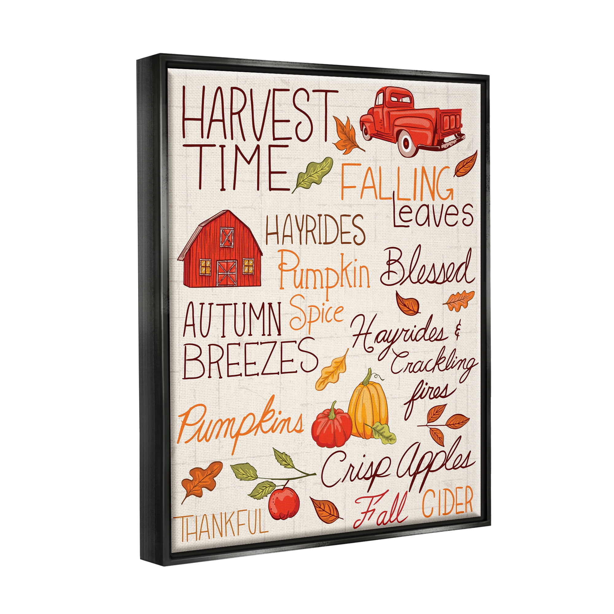 Stupell Industries Cozy Fall Activities Botanical & Floral Painting Black Floater Framed Canvas Art Print Wall Art, 17 x 21