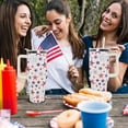 thumbnail image 5 of 40 oz Patriotic Vacuum Insulated Stainless Steel Travel Tumblers with Handle Lid and Straw,Patriotic Military Gifts For Veterans, Police, Fathers Day, 4th of July tumbler American Flag Gifts, 5 of 6