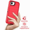 thumbnail image 6 of I-HONVA for iPhone 16e Case,[With 2 Pack Screen Protector] Stripe Shockproof 3-Layer Full Body Protection Rugged Heavy Duty High Impact Hard Cover Case for iPhone 16e 6.1-inch 2025,Red/Black, 6 of 7