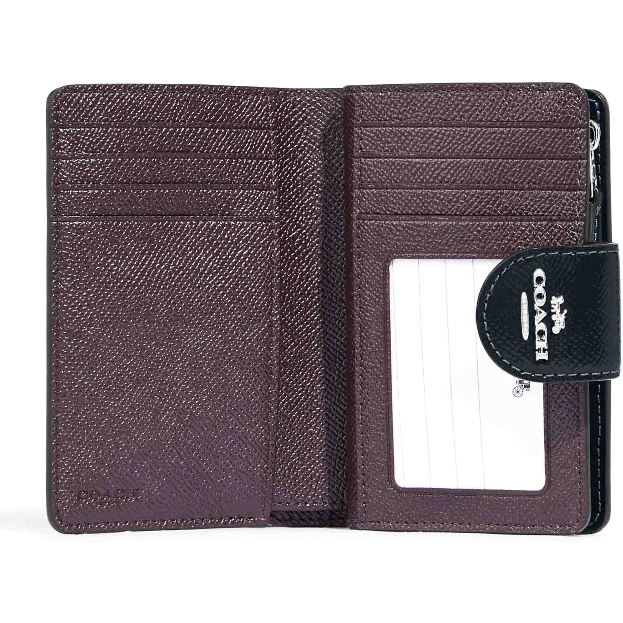 ウォレット Coach Women's Medium Patent Leather Corner Zip Wallet (Midnight