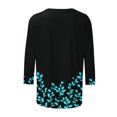 thumbnail image 4 of CYMMPU Tunic Tops 3/4 Sleeve Summer Trendy Shirts Flower Pattern Round Neck Loose Fit Blouses for Women Dressy Casual Spring Tops Lightweight Basic Tees Black XL, 4 of 5