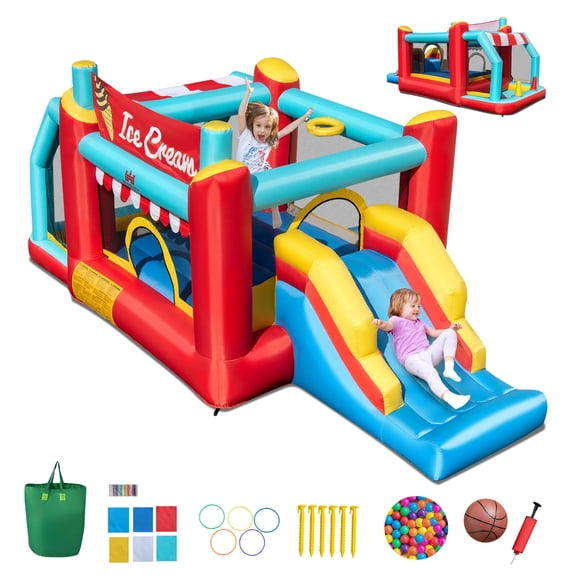 Infans Inflatable Bounce House 5-in-1 Ice Cream Jumping Castle Blower Not Included