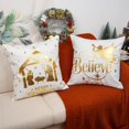 thumbnail image 2 of Christmas Pillow Covers 20x20 Inch Set of 4 Glitter Nativity Religious Pillow Case White Christmas Xmas Winter Home Decor Living Room House Decorative Cushion Case for Sofa Couch, 2 of 6