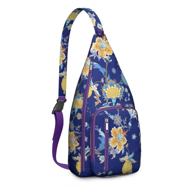 Ethnic Mandala Sling Backpack - Exotic Paisley & Abstract Pattern, Fashionable Layered Storage Pack for Students & Outdoor Enthusiasts
