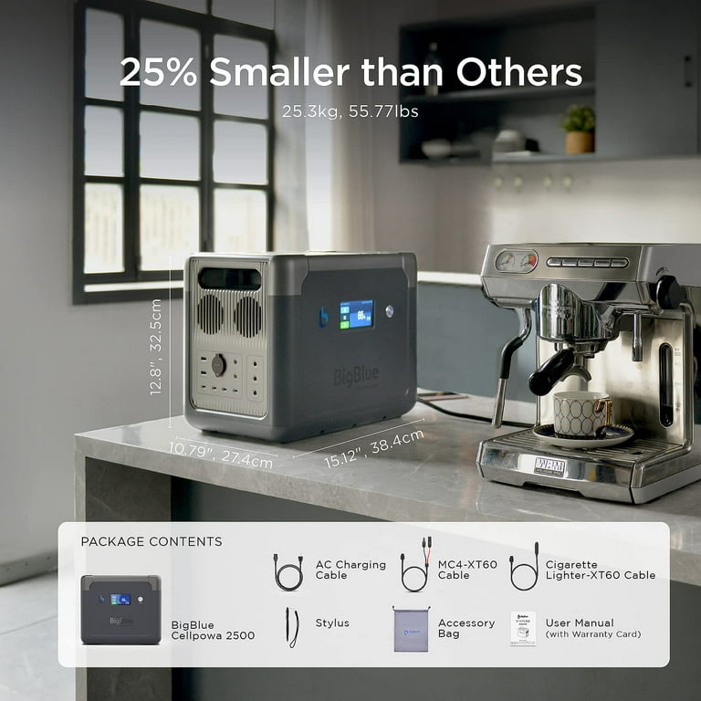 BigBlue Cellpowa 2500 Portable Power Station, 1843Wh/2500W Solar