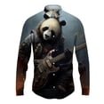 thumbnail image 3 of Camisa con solapa con estampado 3D de panda para hombre y mujer, camisa informal de manga larga a la moda, ropa de calle con botones, ropa unisex de gran tamaño, 3 of 5